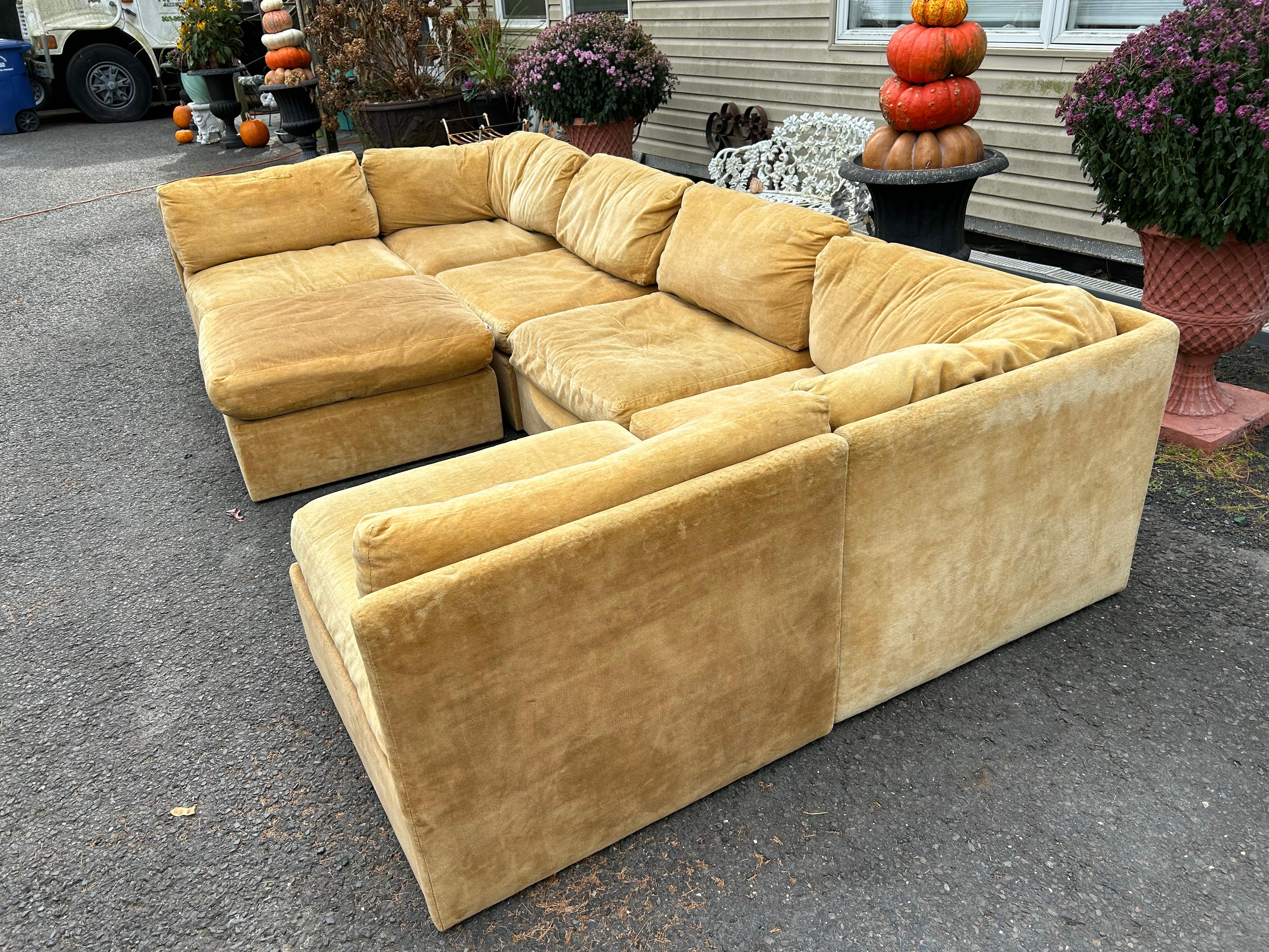 Stylish Milo Baughman Thayer Coggin 7 Piece Sofa Sectional Mid-Century Modern 1