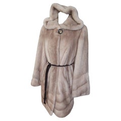 Vintage Stylish Mink Fur Coat with Mink Fur Hood