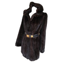 Stylish Mink Fur Coat with Mink Fur Hood