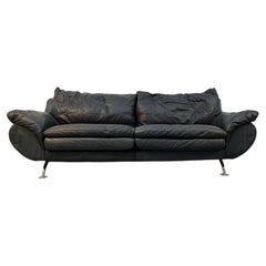 Stylish Modern Black Leather Sofa