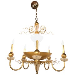 Stylish Modern Gold Leaf Chandelier by Van Teal