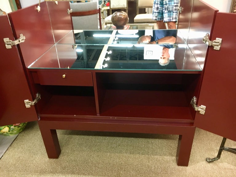 Stylish Modern Lacquered Mirrored Campaign Dry Bar Cabinet ...