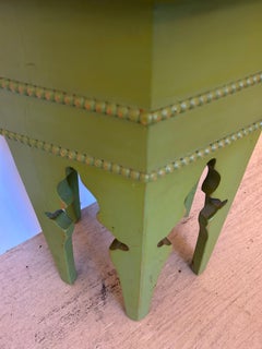 Stylish Moroccan Style Pea Soup Green Painted Wood Hexagonal End Table