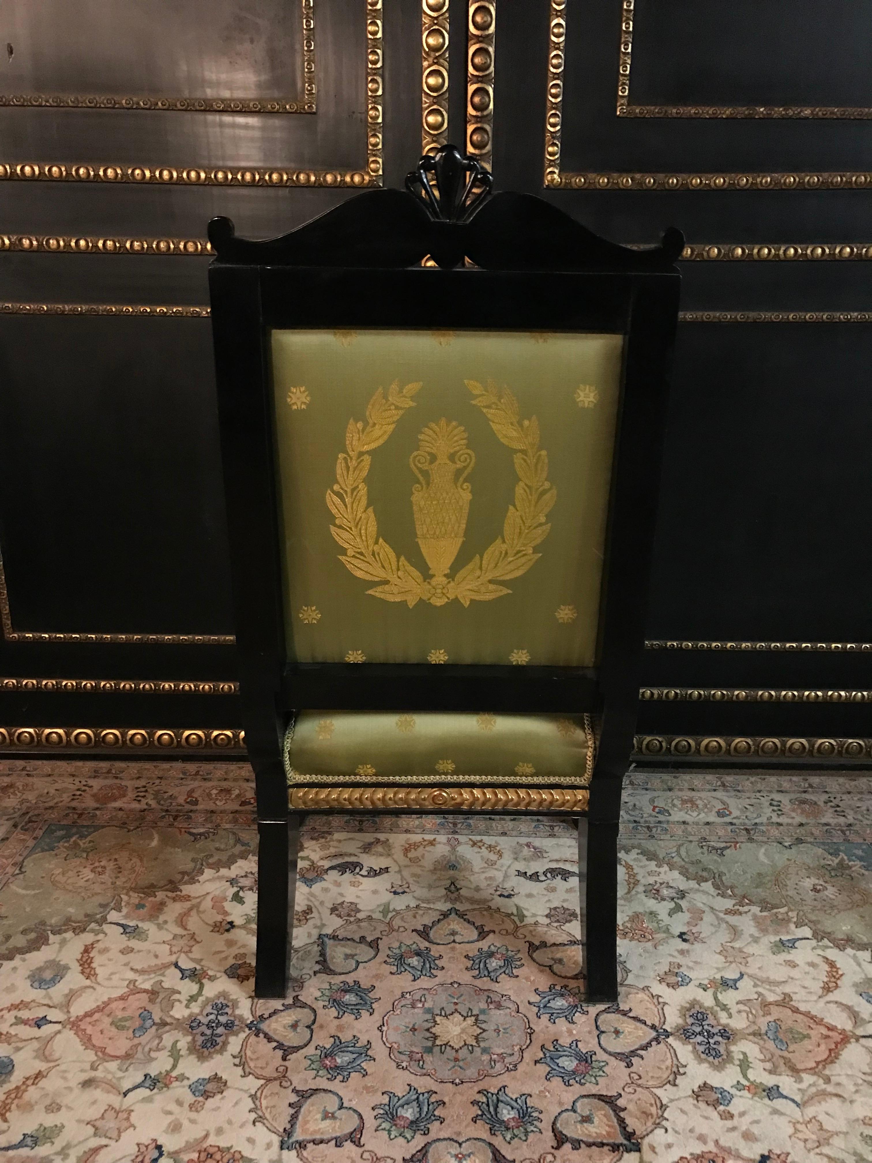 Stylish Napoleonic Swan Armchair in antique  Empire Style beech hand carved In Good Condition In Berlin, DE