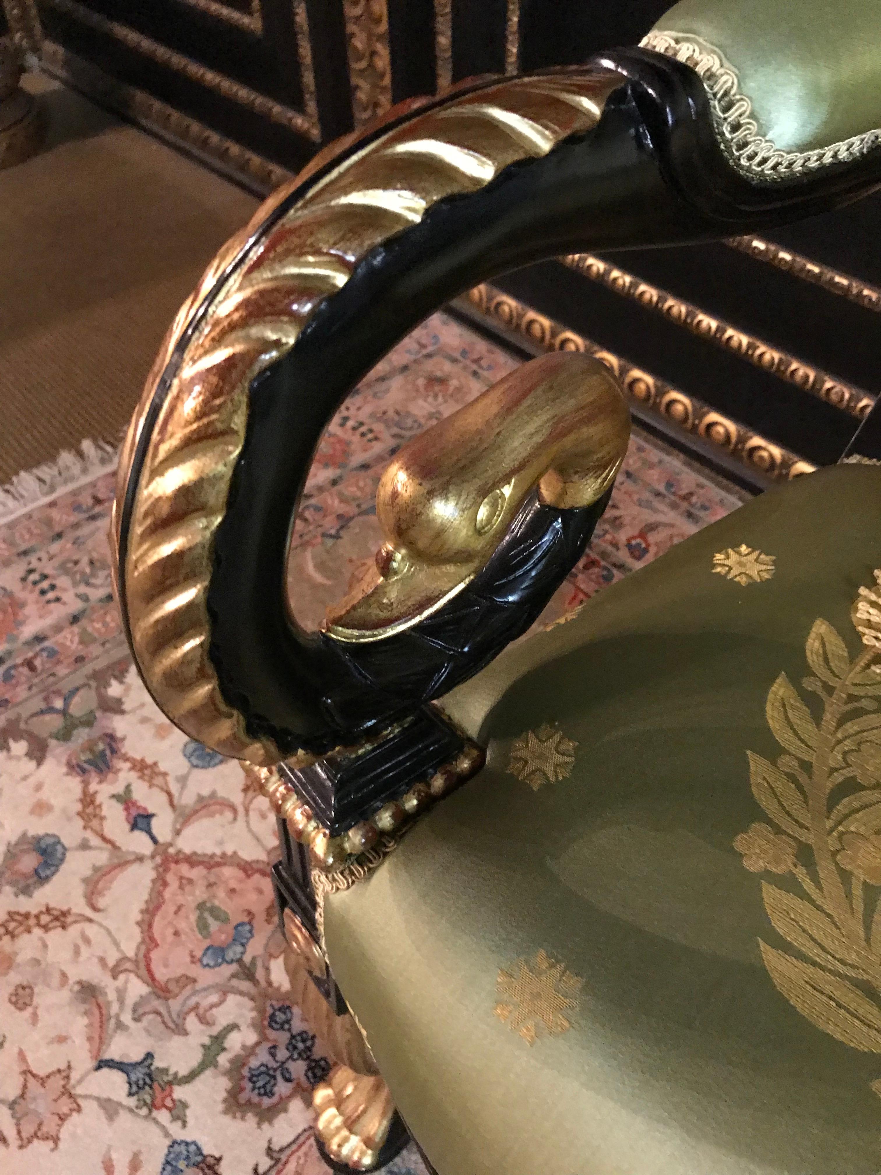 Stylish Napoleonic Swan Armchair in Empire Style 1
