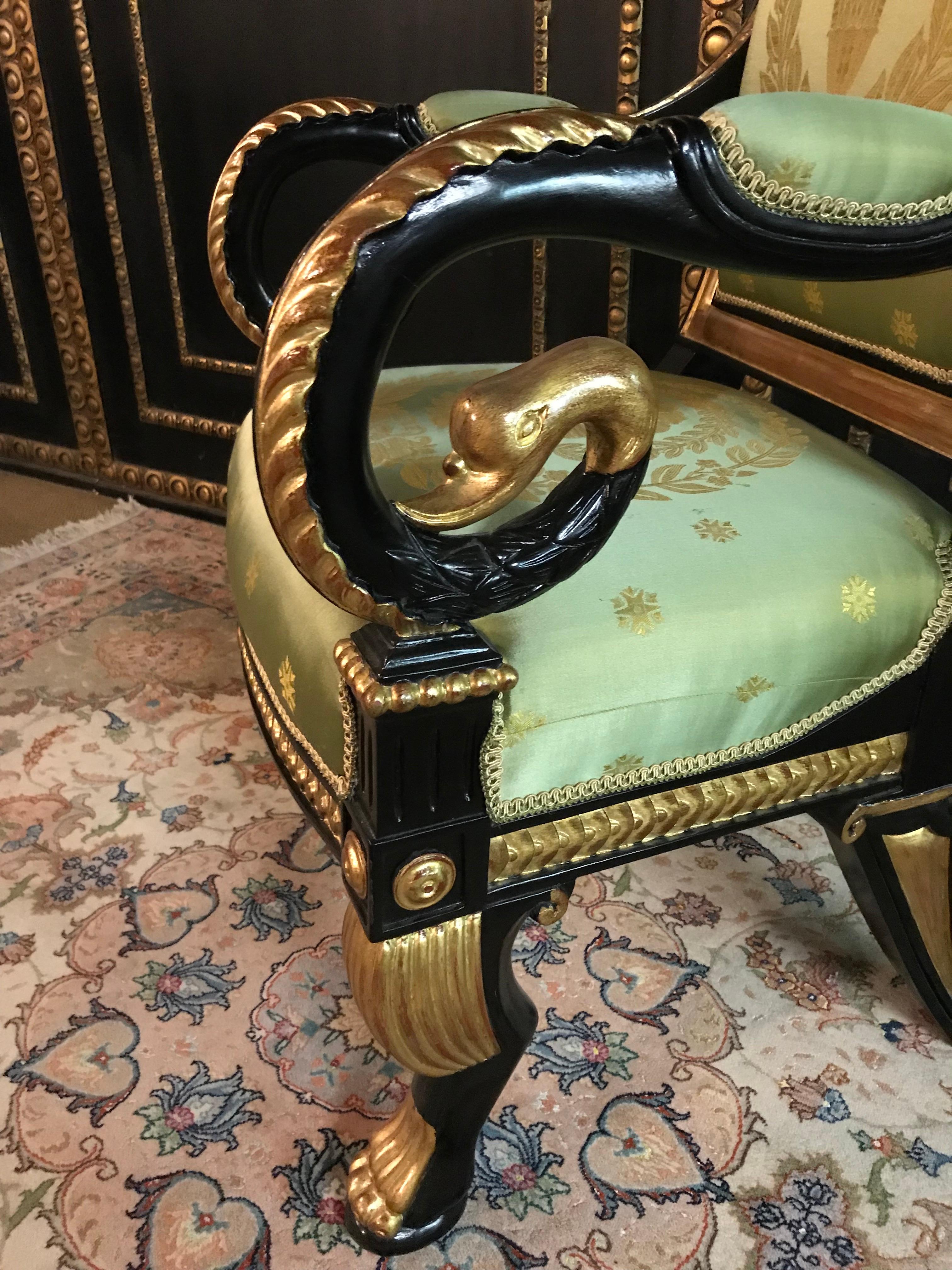 Stylish Napoleonic Swan Armchair in Empire Style 2