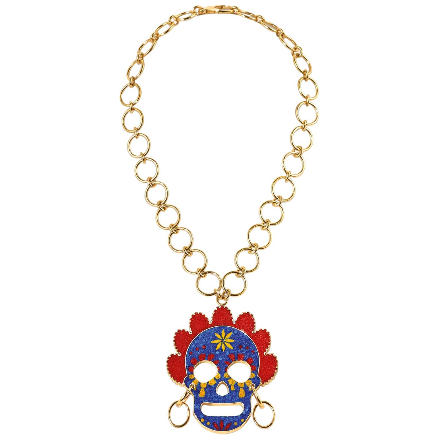 Stilvolle Halskette mit gelbgoldenem Mikro-Mosaic, Designed by Fuksas