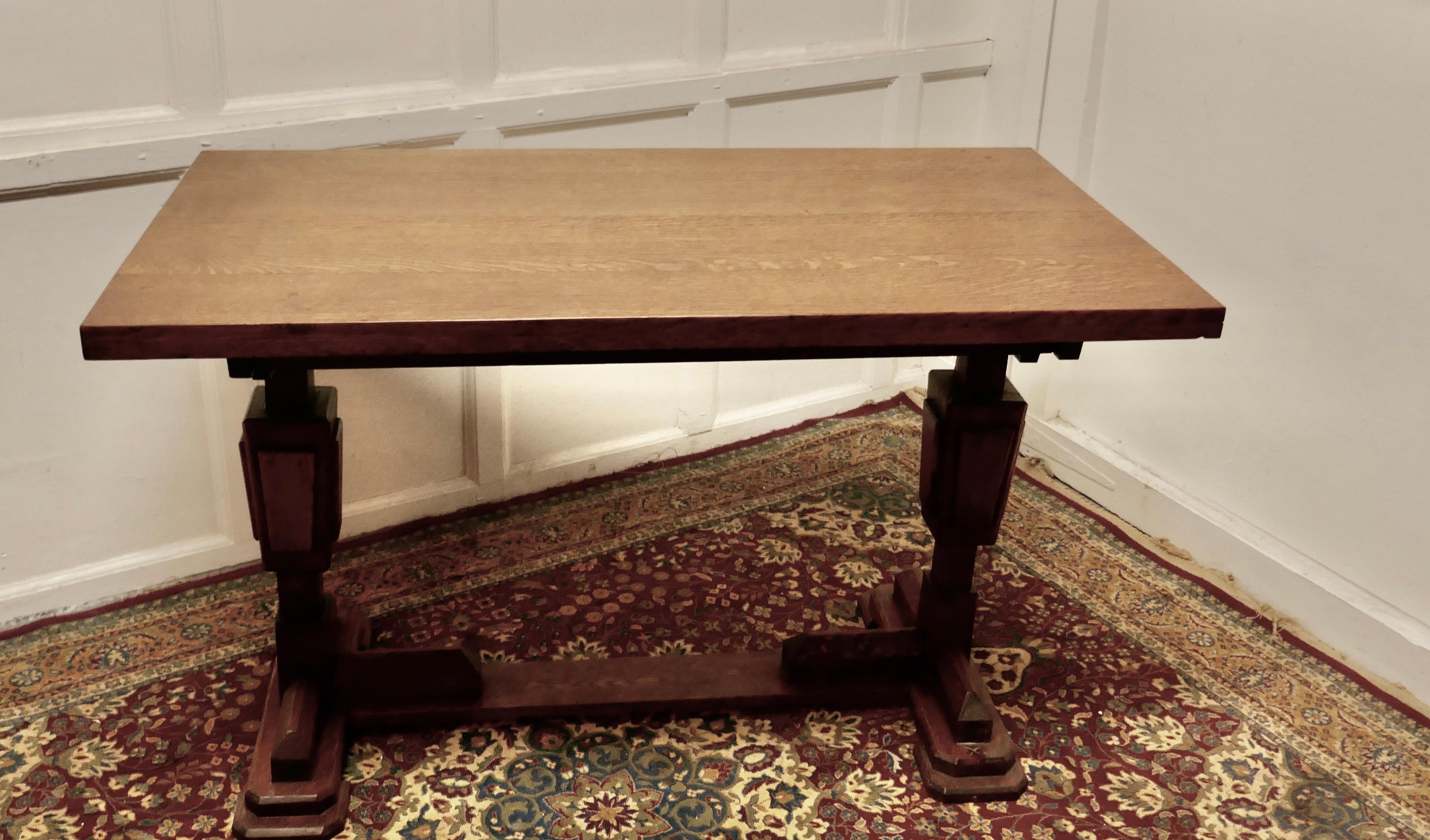 Early 20th Century Stylish Odeon Design Art Deco Oak Refectory Table For Sale