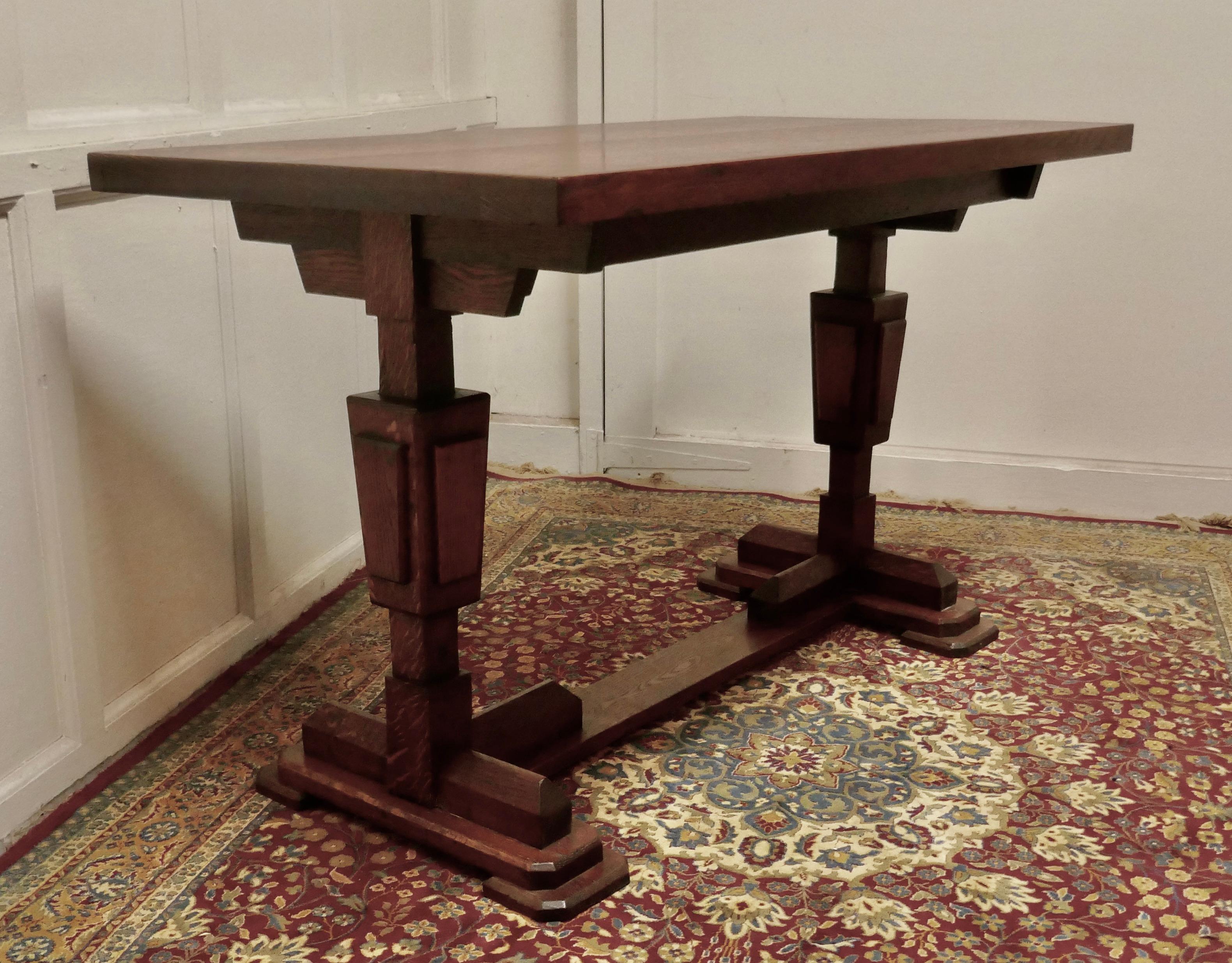 Stylish Odeon Design Art Deco Oak Refectory Table For Sale 1