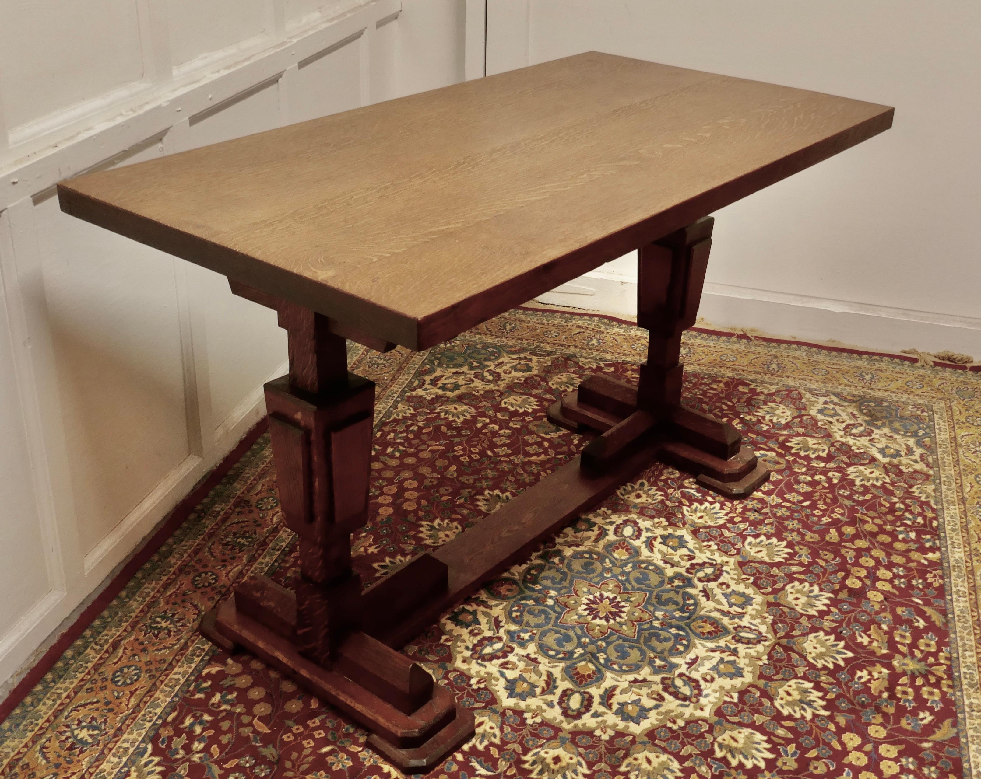Stylish Odeon Design Art Deco Oak Refectory Table For Sale 2