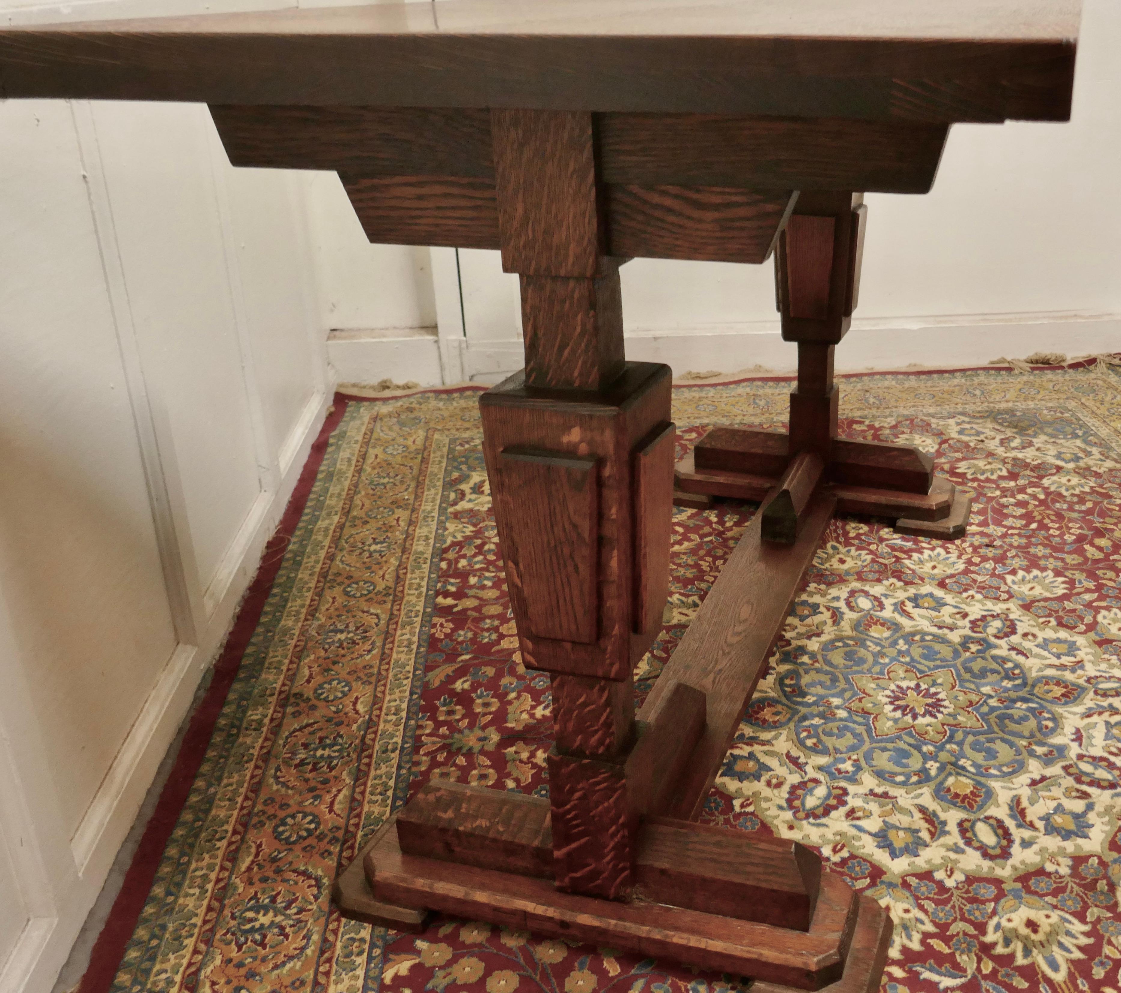 Stylish Odeon Design Art Deco Oak Refectory Table For Sale 3