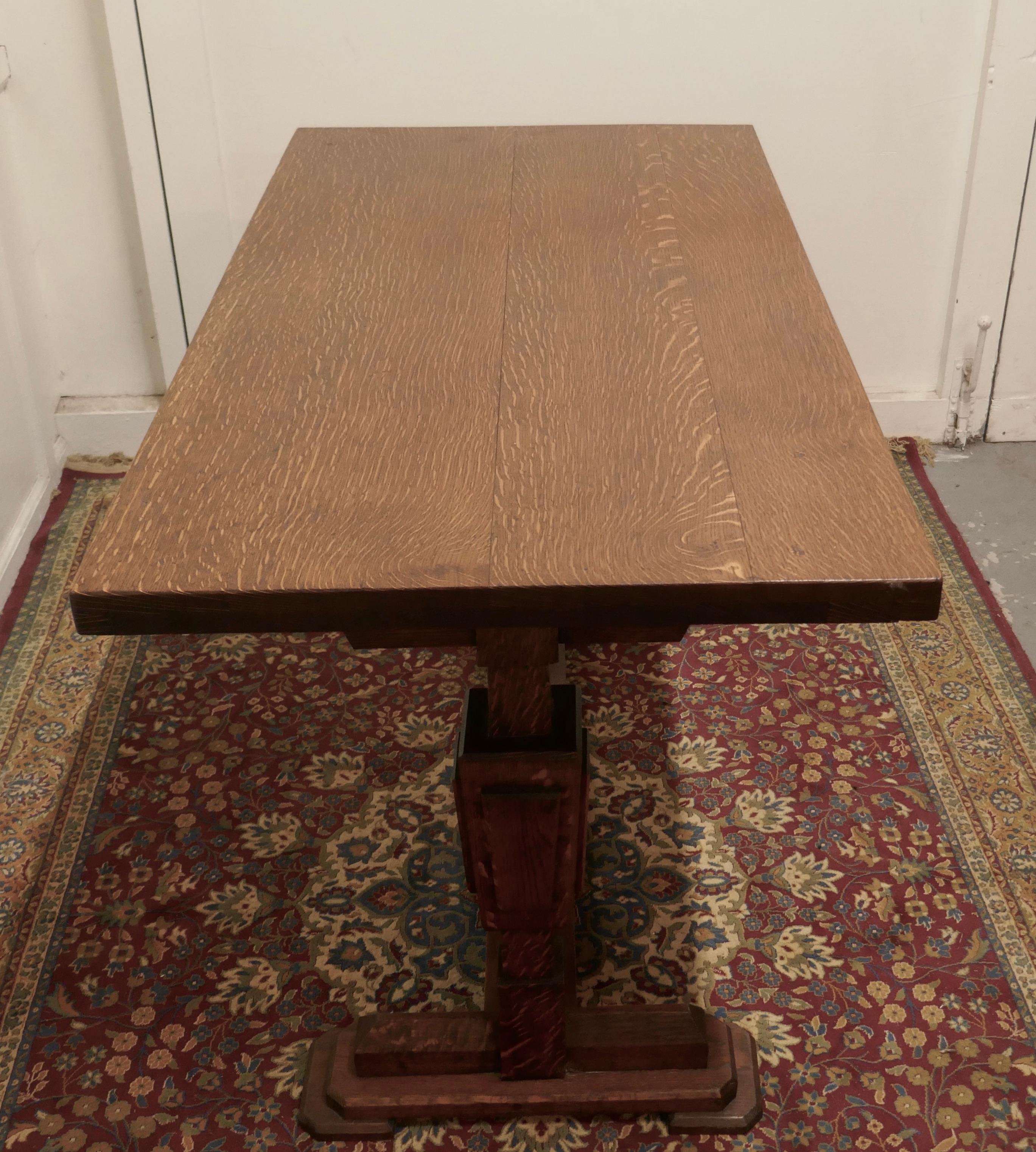 Stylish Odeon Design Art Deco Oak Refectory Table For Sale 5