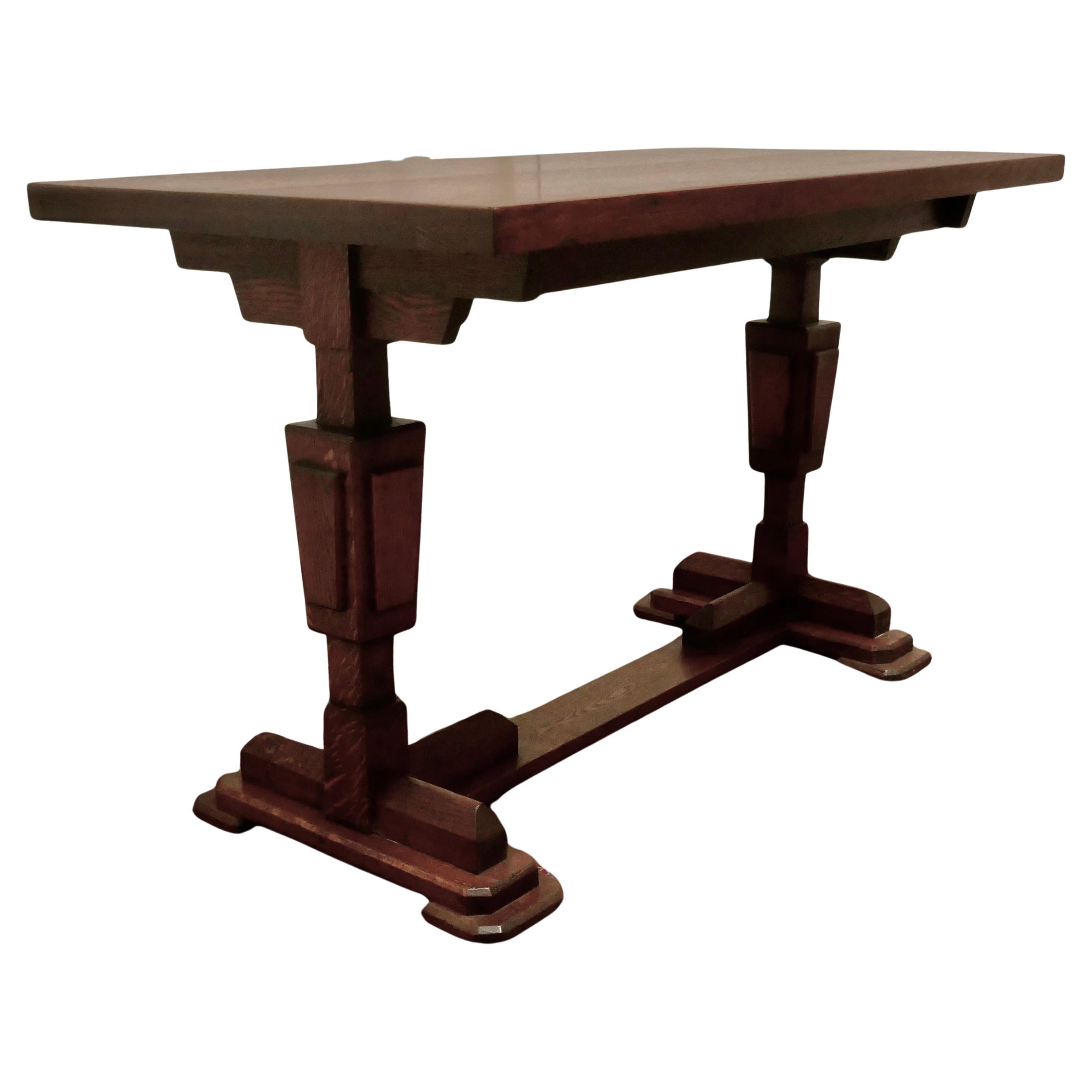 Stylish Odeon Design Art Deco Oak Refectory Table For Sale