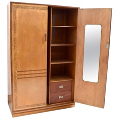 Stylish Original Art Deco Satinwood Double Wardrobe, circa 1930