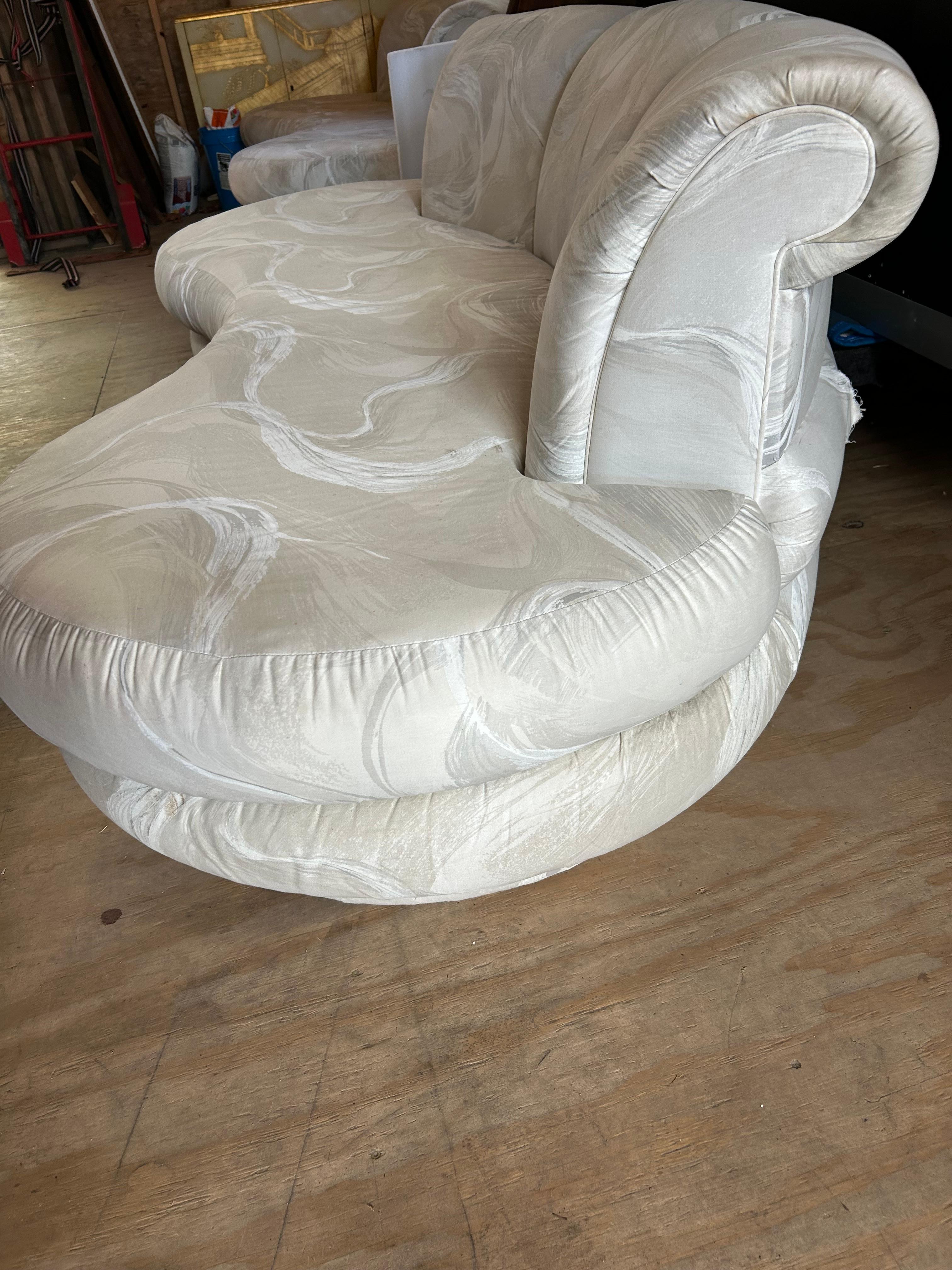 Stylish Pair Adrian Pearsall Kidney Shaped Curved Sofa Mid-Century Modern For Sale 4
