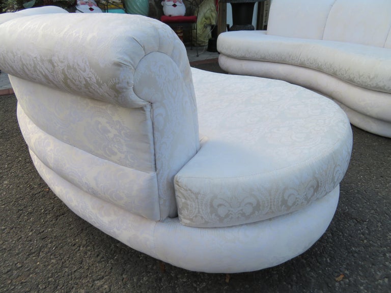 Stylish Pair Adrian Pearsall Kidney Shaped Curved Sofa Mid-Century Modern 5