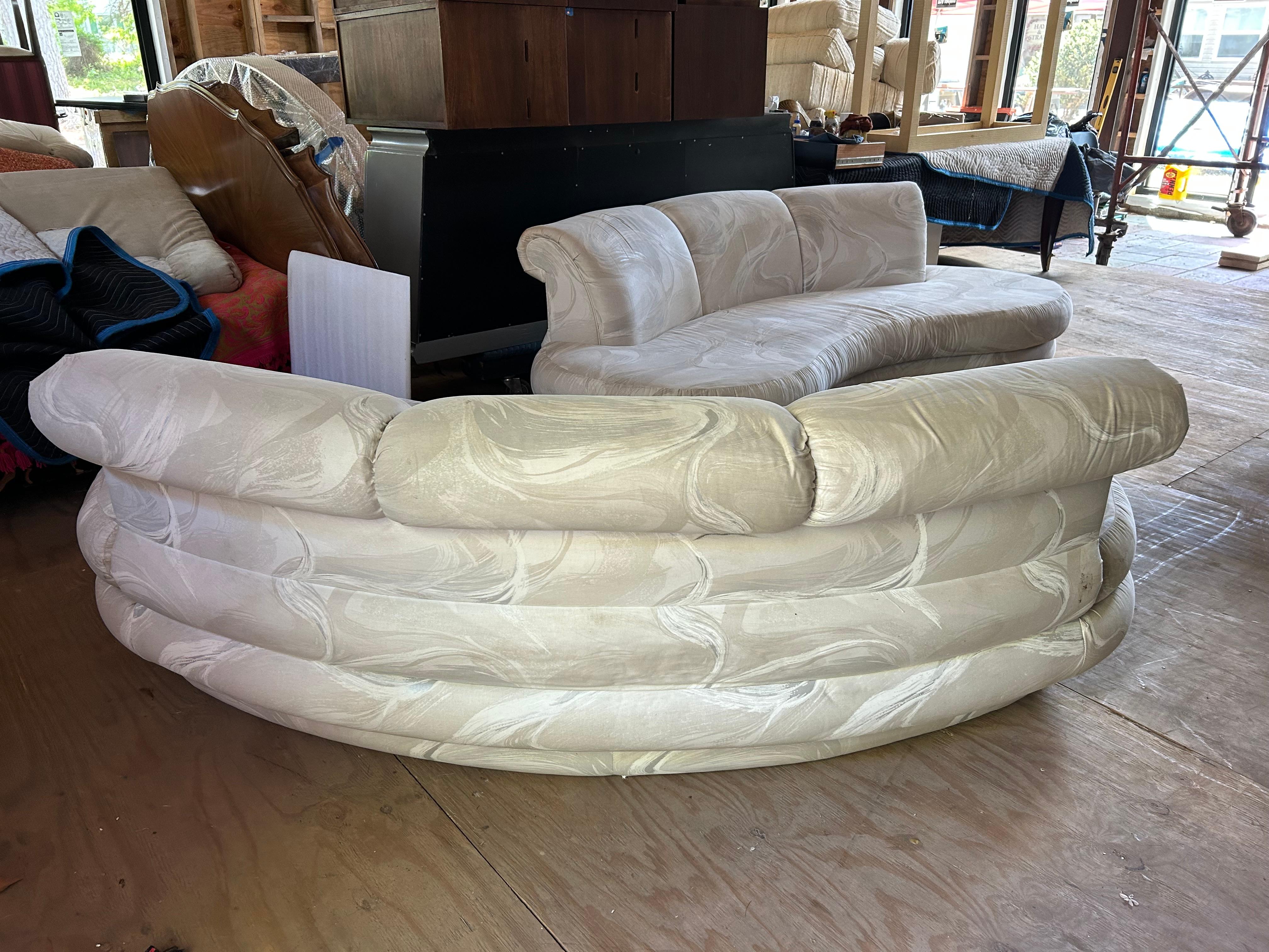 Stylish Pair Adrian Pearsall Kidney Shaped Curved Sofa Mid-Century Modern For Sale 6
