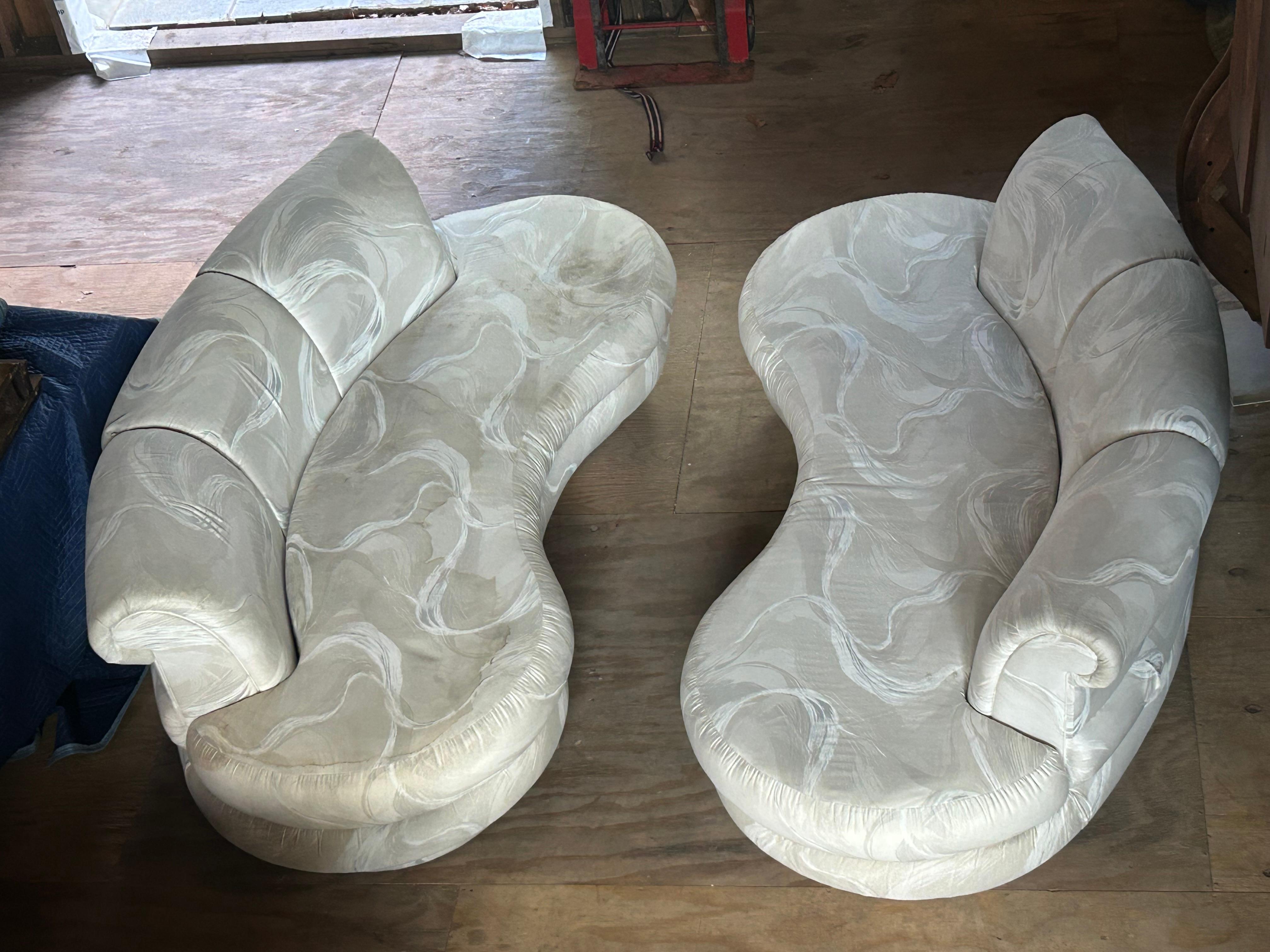 Stylish Pair Adrian Pearsall Kidney Shaped Curved Sofa Mid-Century Modern For Sale 7