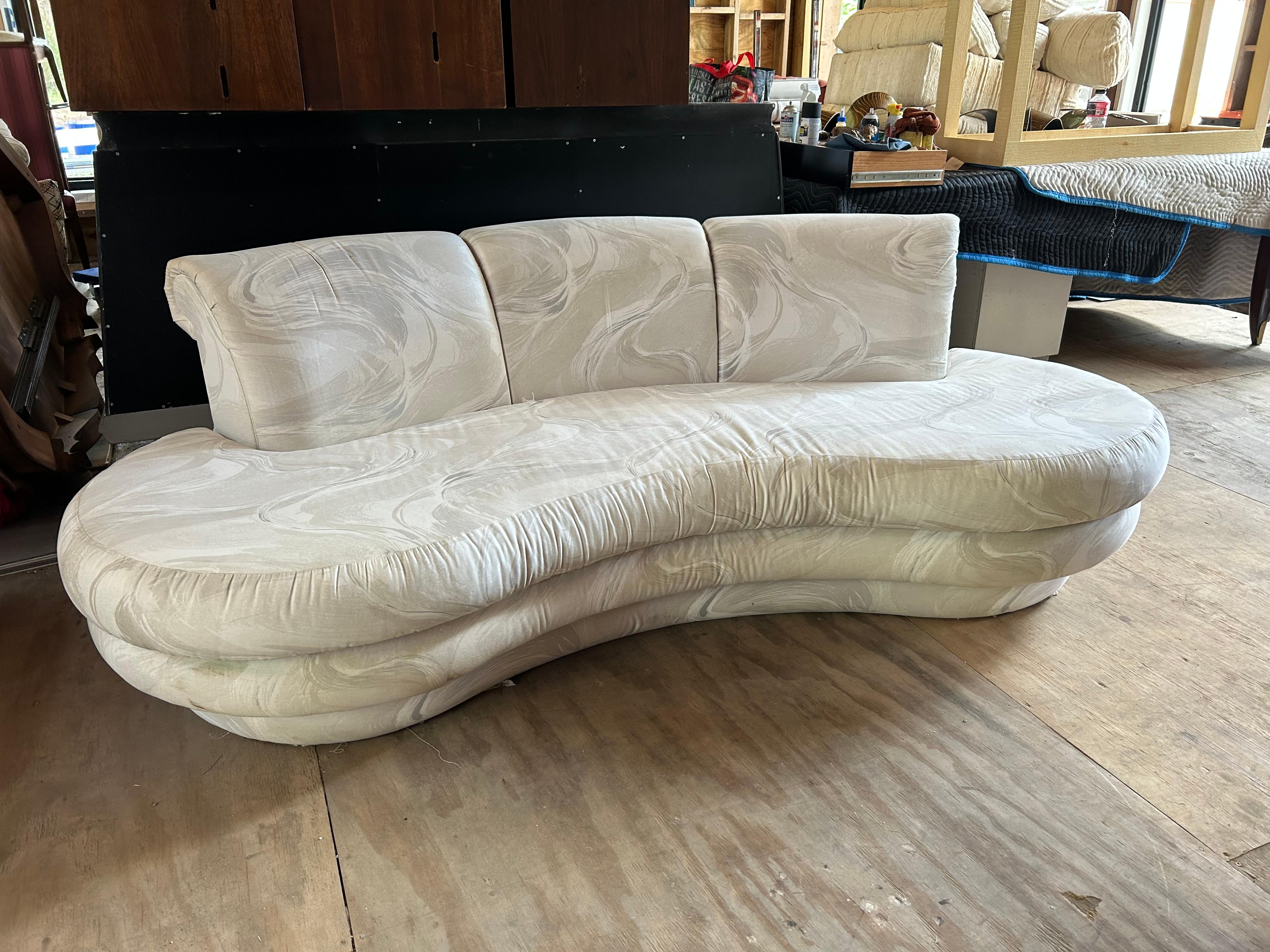 Late 20th Century Stylish Pair Adrian Pearsall Kidney Shaped Curved Sofa Mid-Century Modern For Sale