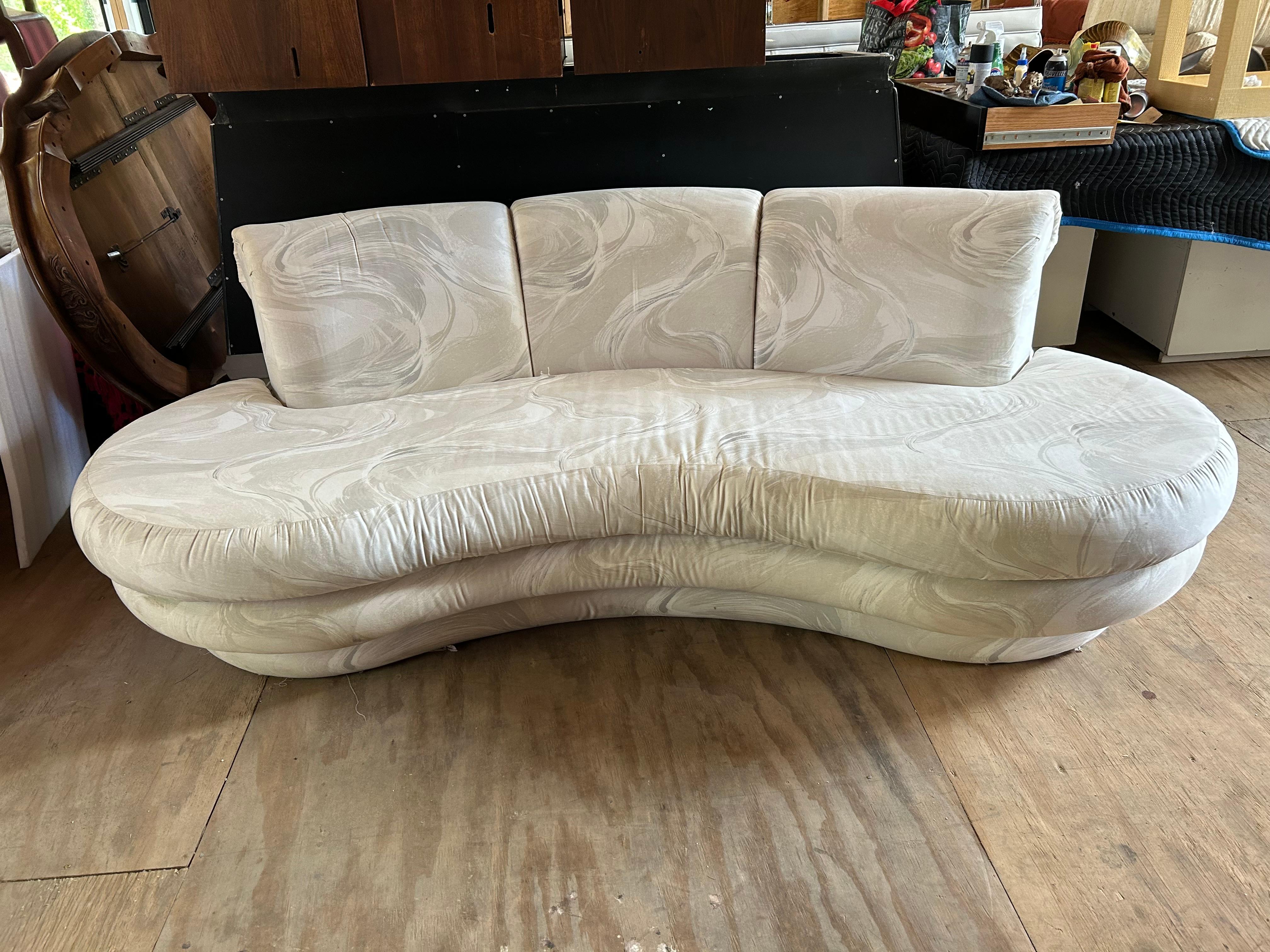 Stylish Pair Adrian Pearsall Kidney Shaped Curved Sofa Mid-Century Modern For Sale 1