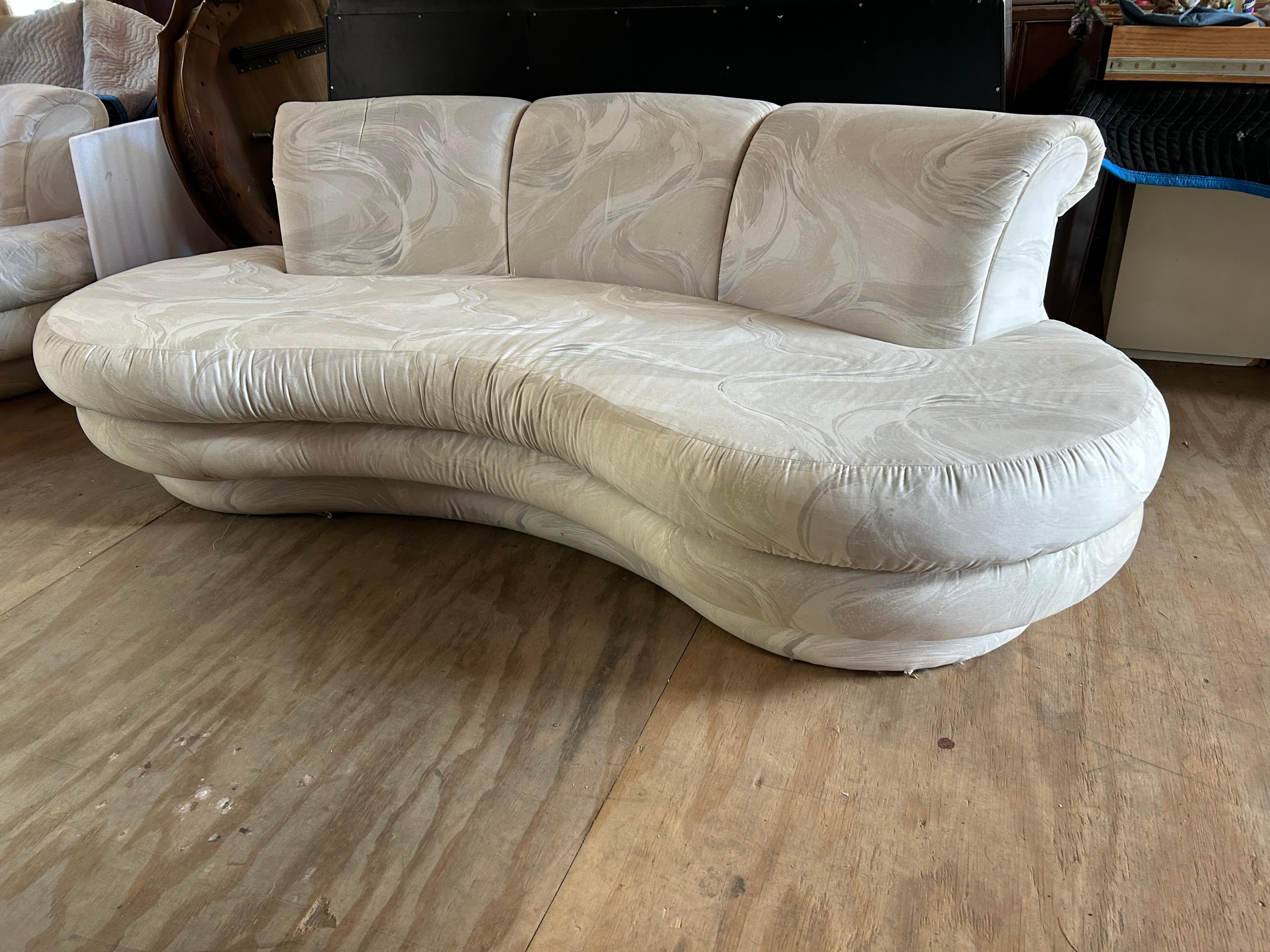 Stylish Pair Adrian Pearsall Kidney Shaped Curved Sofa Mid-Century Modern For Sale 2