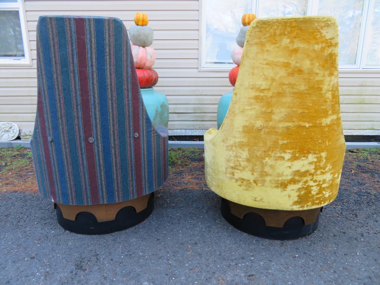 Stylish Pair Adrian Pearsall Swivel King Chairs Midcentury Modern For