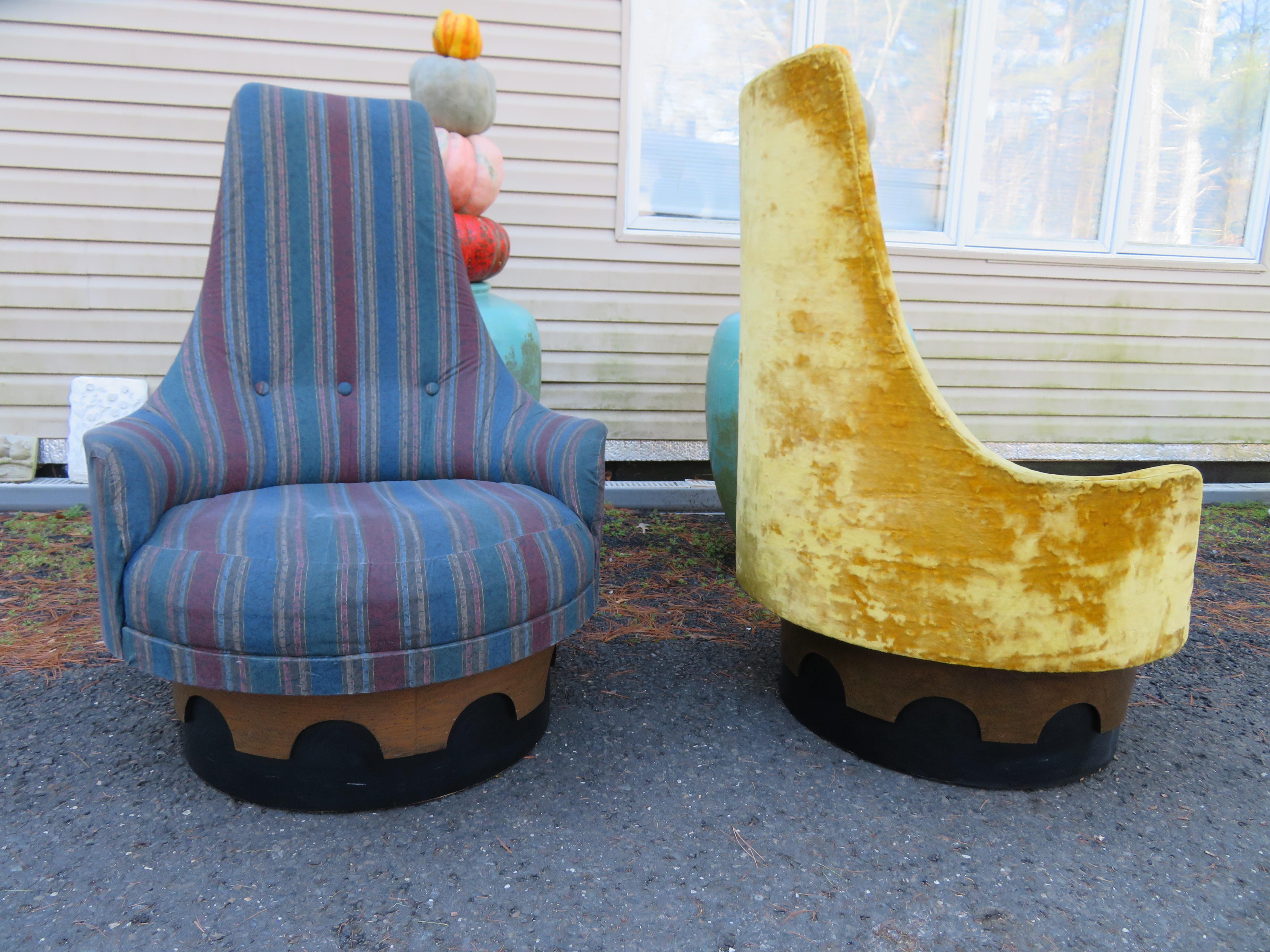 Upholstery Stylish Pair Adrian Pearsall Swivel King Chairs Mid-century Modern For Sale