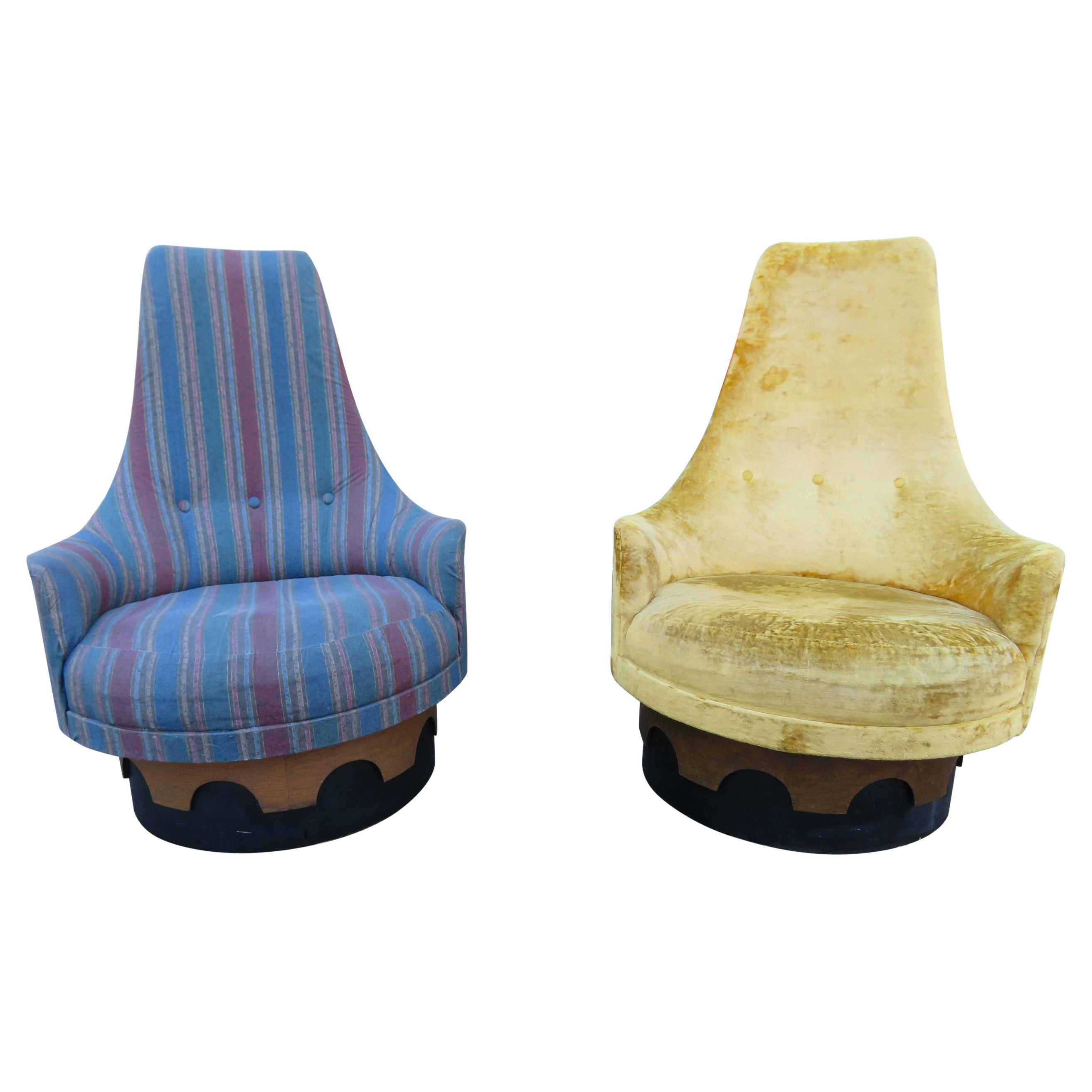 Stylish Pair Adrian Pearsall Swivel King Chairs Mid-century Modern