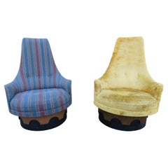 Stylish Pair Adrian Pearsall Swivel King Chairs Mid-century Modern
