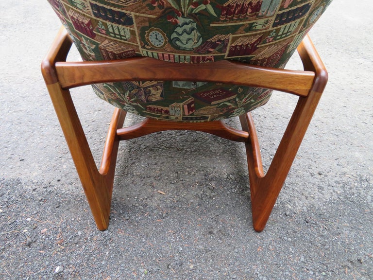 Stylish Pair Adrian Pearsall Unique Wing Back Chair Sculpted Walnut Midcentury For Sale 4