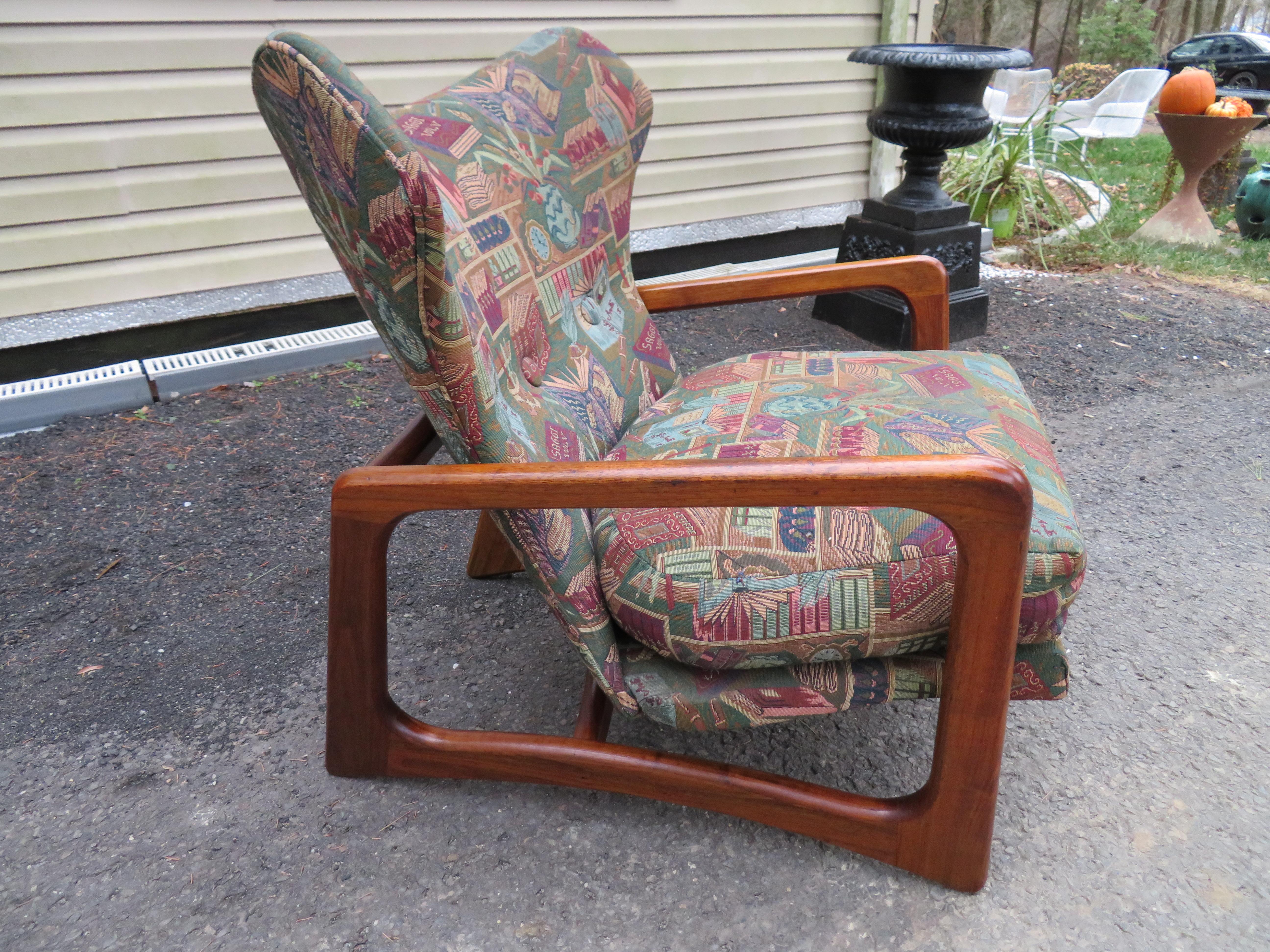 American Stylish Pair Adrian Pearsall Unique Wing Back Chair Sculpted Walnut Midcentury