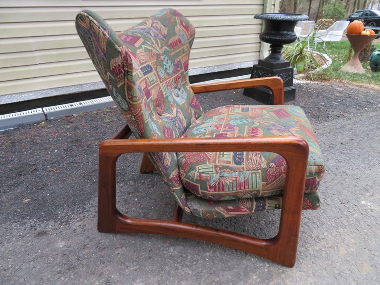 Mid-20th Century Stylish Pair Adrian Pearsall Unique Wing Back Chair Sculpted Walnut Midcentury For Sale
