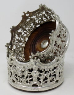 Stylish Pair of Italian Silver Plated Rococo Style Wine Champagne Coasters
