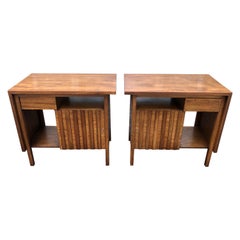 Stylish Pair John Widdicomb Walnut Night Stands Mid Century Modern