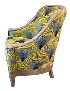 Elegante coppia di bergeres in stile Art Déco con schienale a botte in zigrino di Lx Rossi