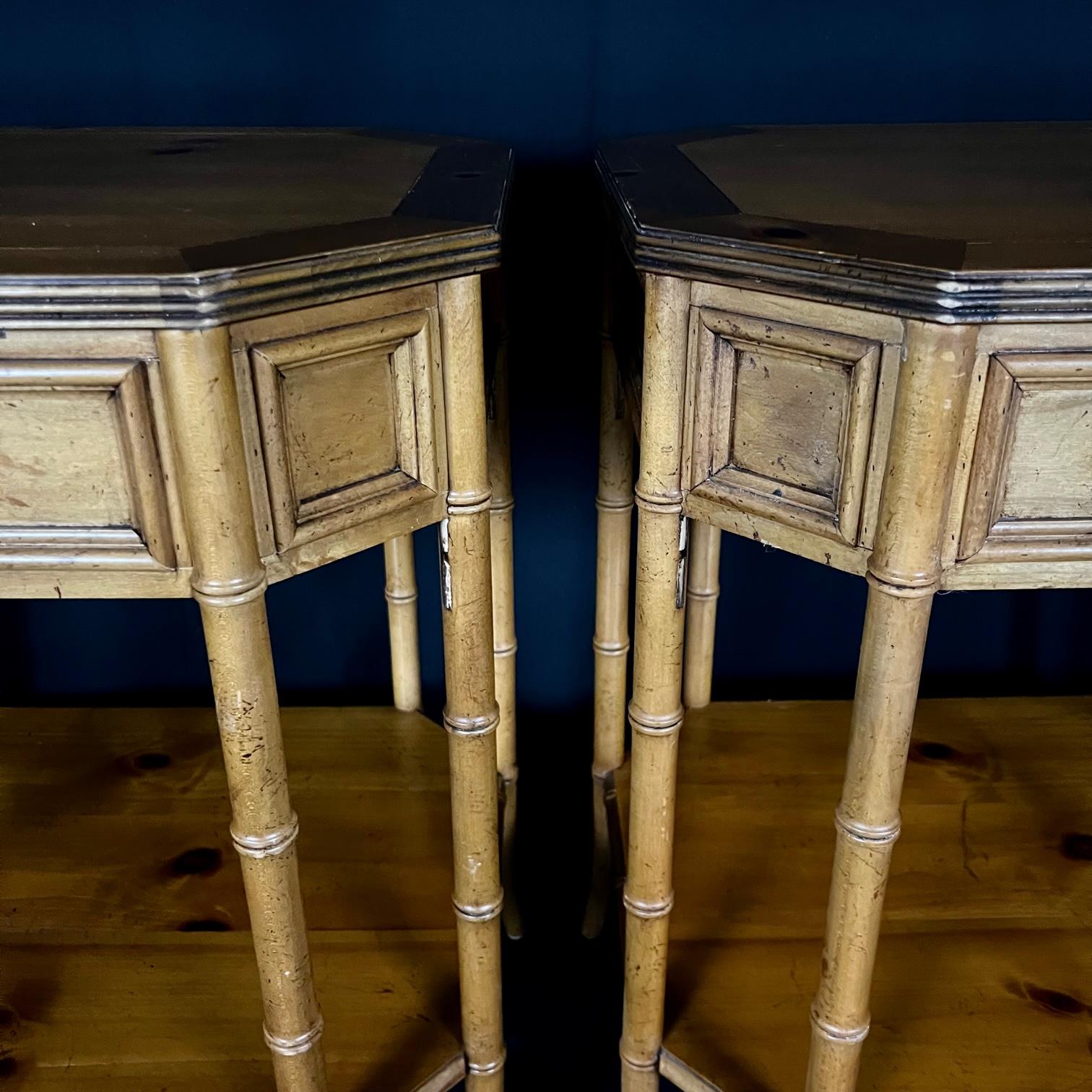 Late 20th Century Stylish Pair of Baker Faux Bamboo Night Stands