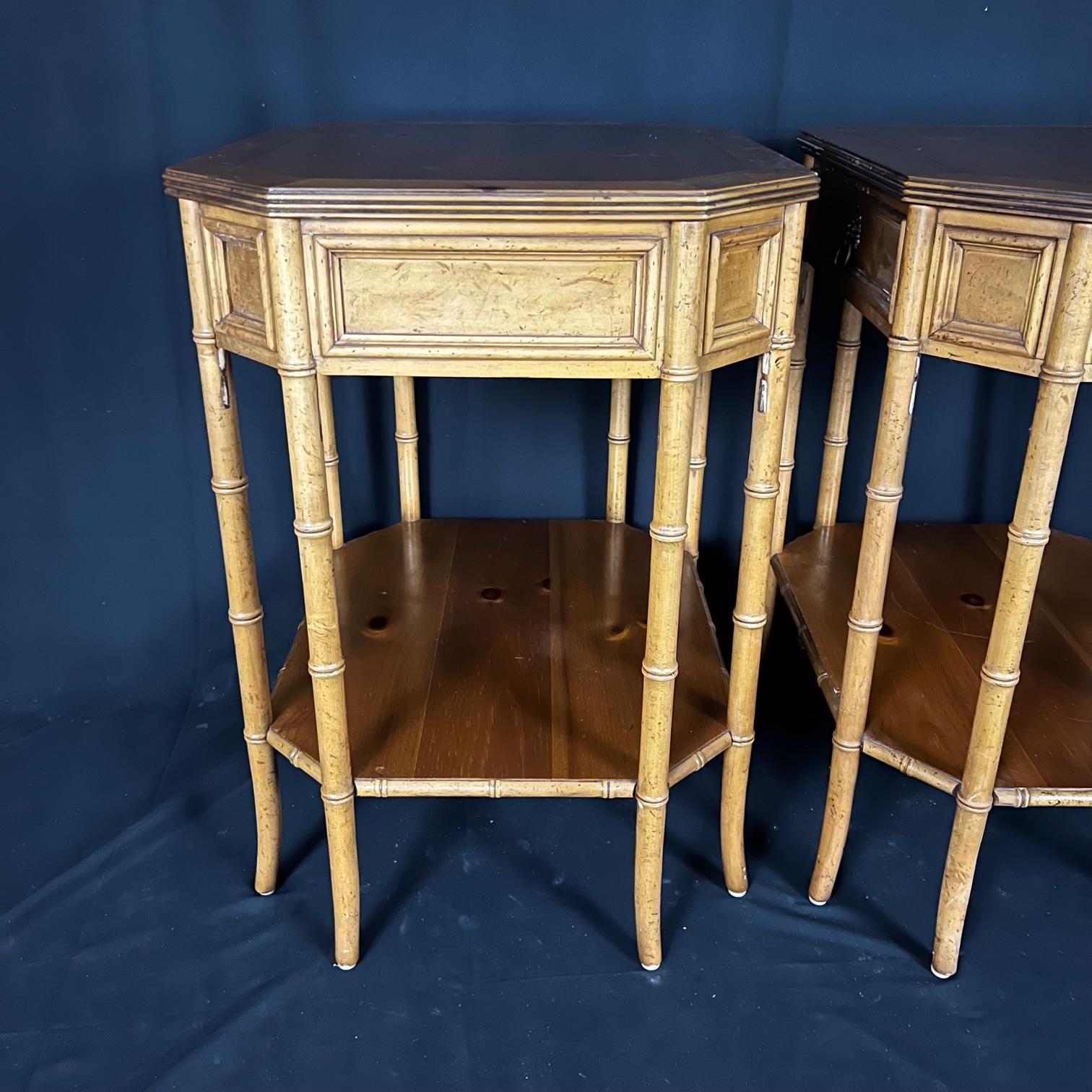 Stylish Pair of Baker Faux Bamboo Night Stands 3