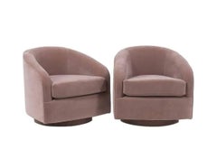 Stylish Pair of Blush Pink Swivel Armchairs, 1970s