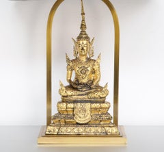 Stylish Pair of Gilded Bronze Buddha Table Lamps