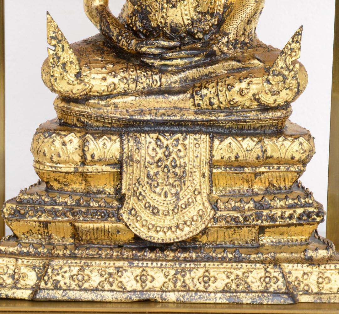 Stilvolles Paar Buddha-Tischlampen aus vergoldeter Bronze (Ende des 20. Jahrhunderts) im Angebot