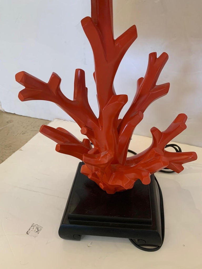 Stylish Pair of Hermès Orange Faux Coral Table Lamps at 1stDibs