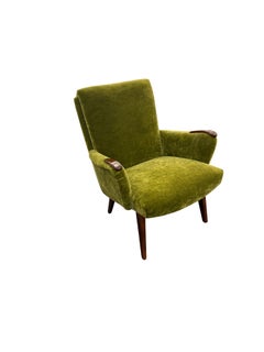 Paire de chaises longues italiennes de style moderne du milieu du siècle, vertes et olivâtres, années 1950