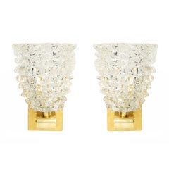 Chic Pair of Murano Glass "Rostrate" Style Sconces