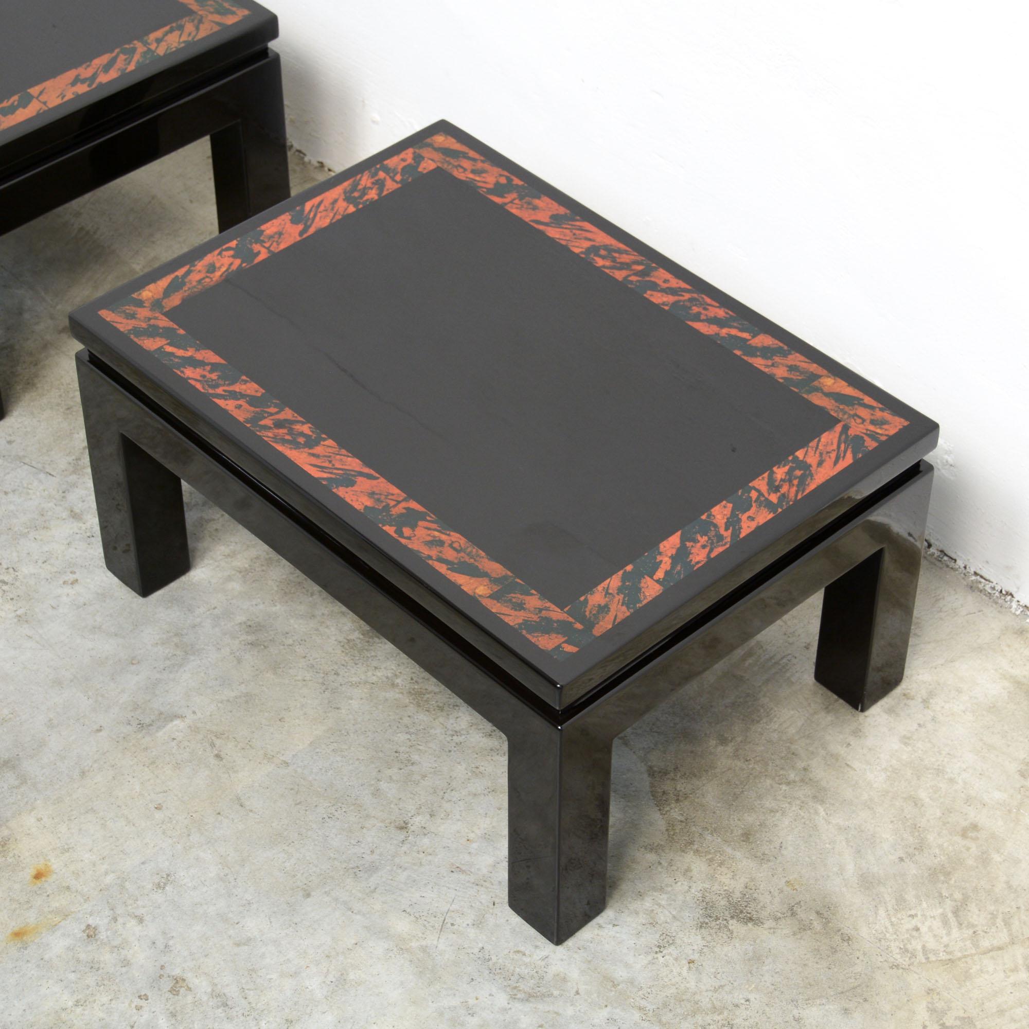 Stylish Pair of Side Tables by Jean Claude Dresse 2