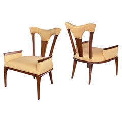 Stylish Pair of Swedish 1960s Walnut Arm Chairs