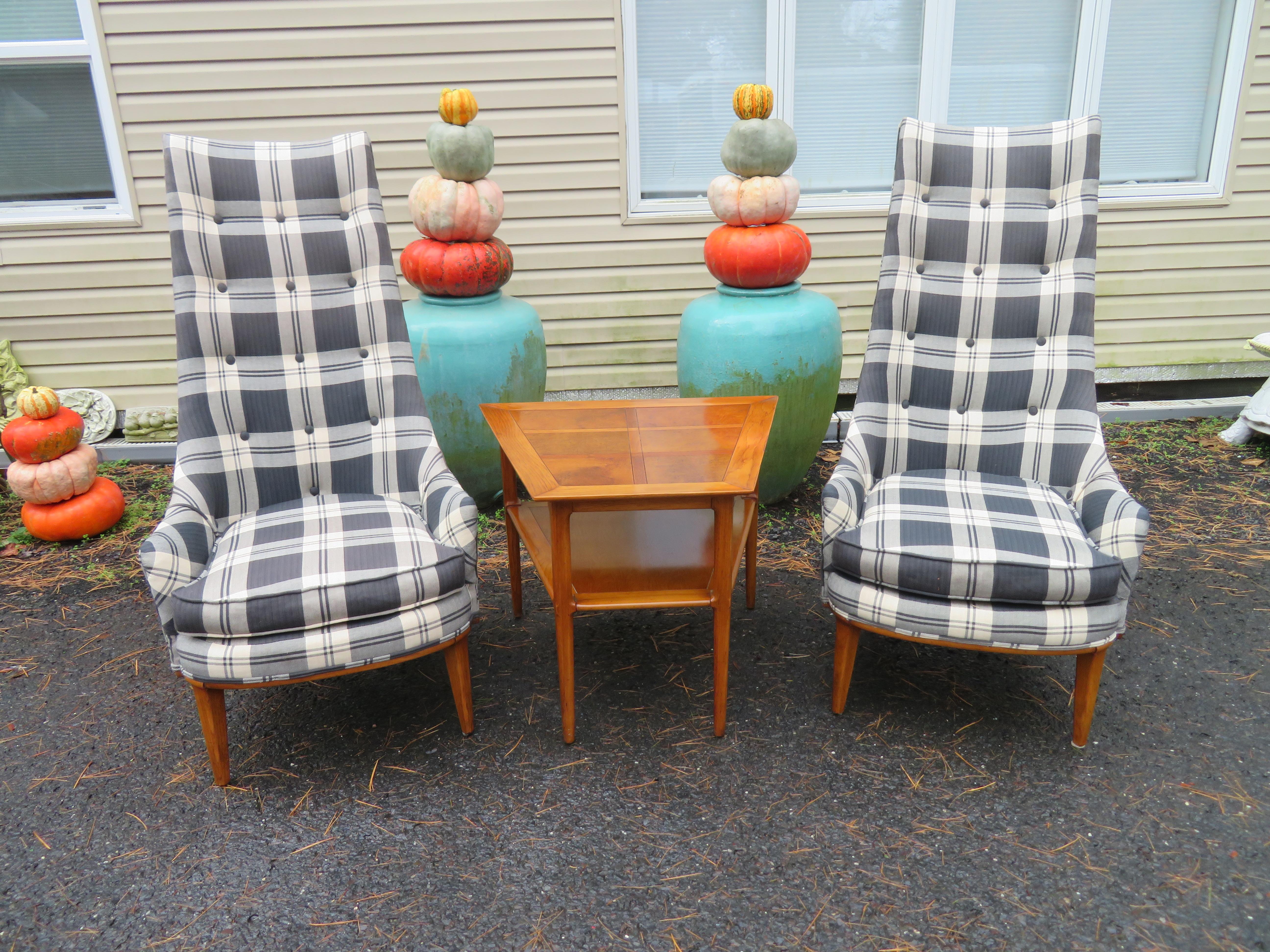 Mid-20th Century Stylish Pair of Tall Back Tomlinson Sophisticate Lounge Chairs Mid-Century