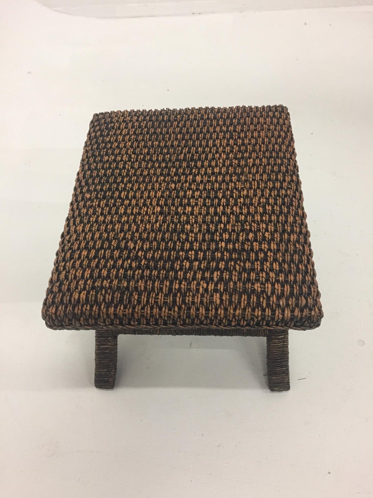 Stylish Pair of Water Hyacinth Raffia Classic X-Style Benches at 1stDibs