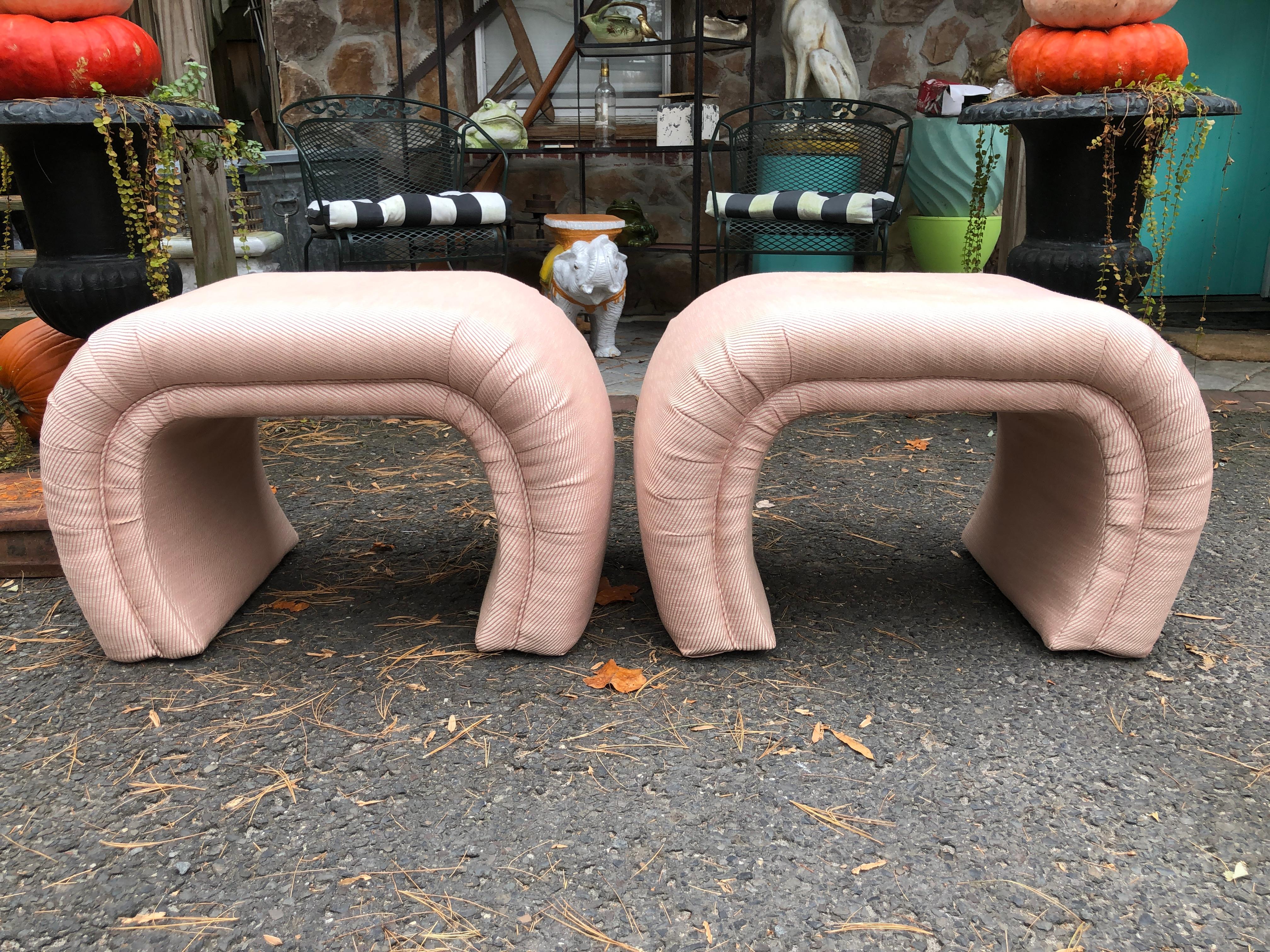 Stylish Pair Vladimir Kagan for Directional Waterfall Ottoman Bench Mid-Century For Sale 4