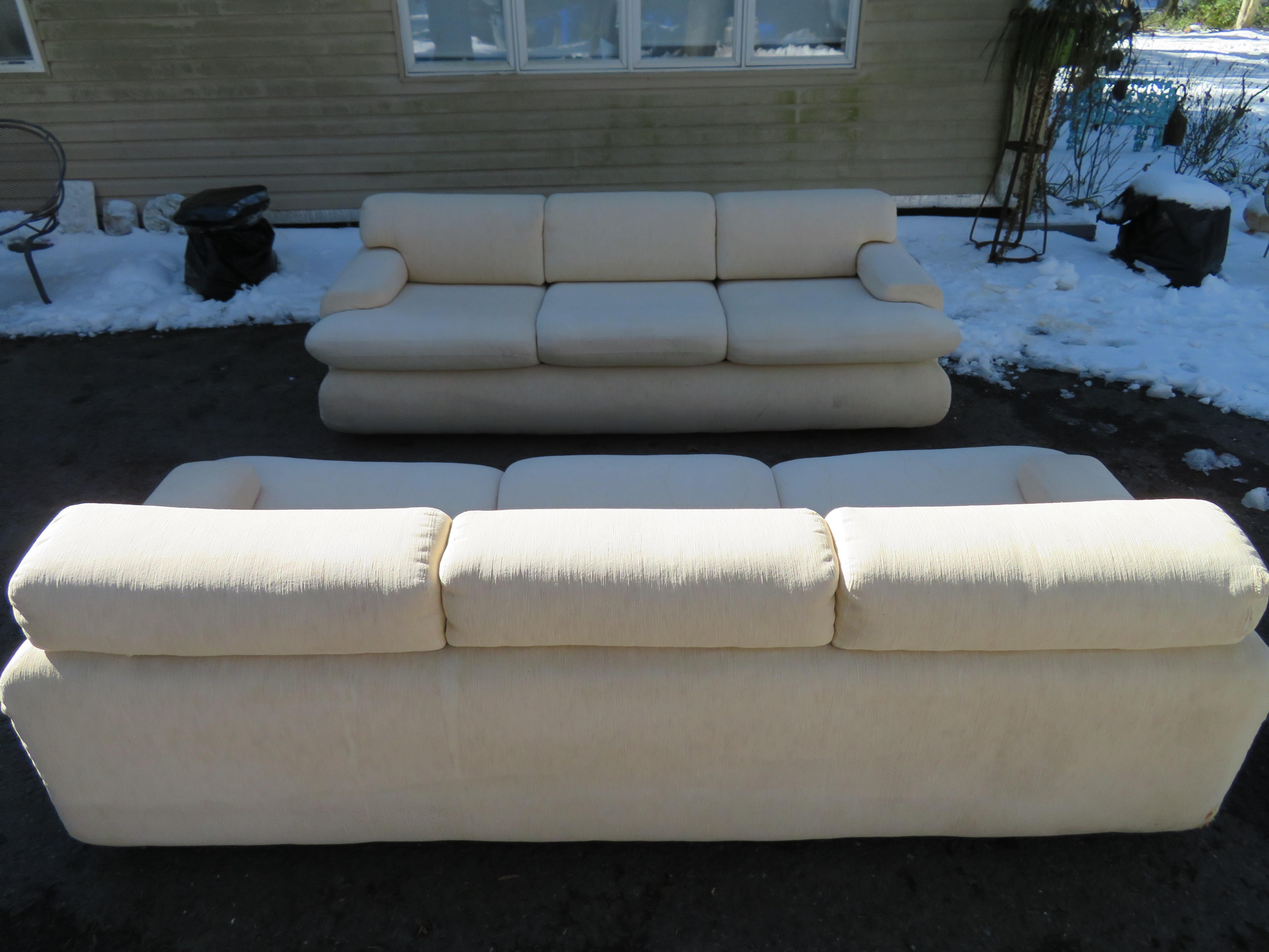 Stylish Pair of Weiman Preview Sofas Mid-Century Modern 8