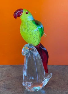 Stylish Parrot Art Glass Sculpture by Murano Glass